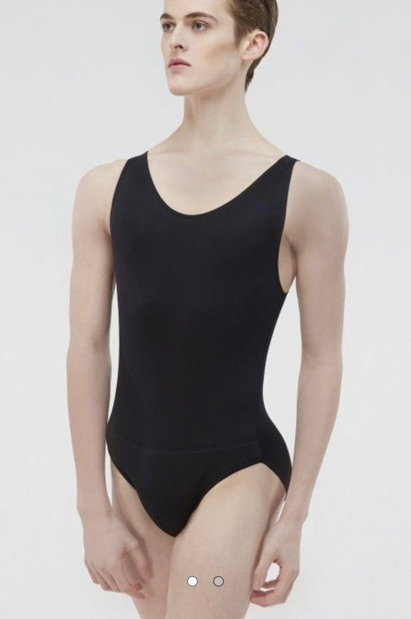 Microfibre Tank Leotard with built in full seat dance belt Mens